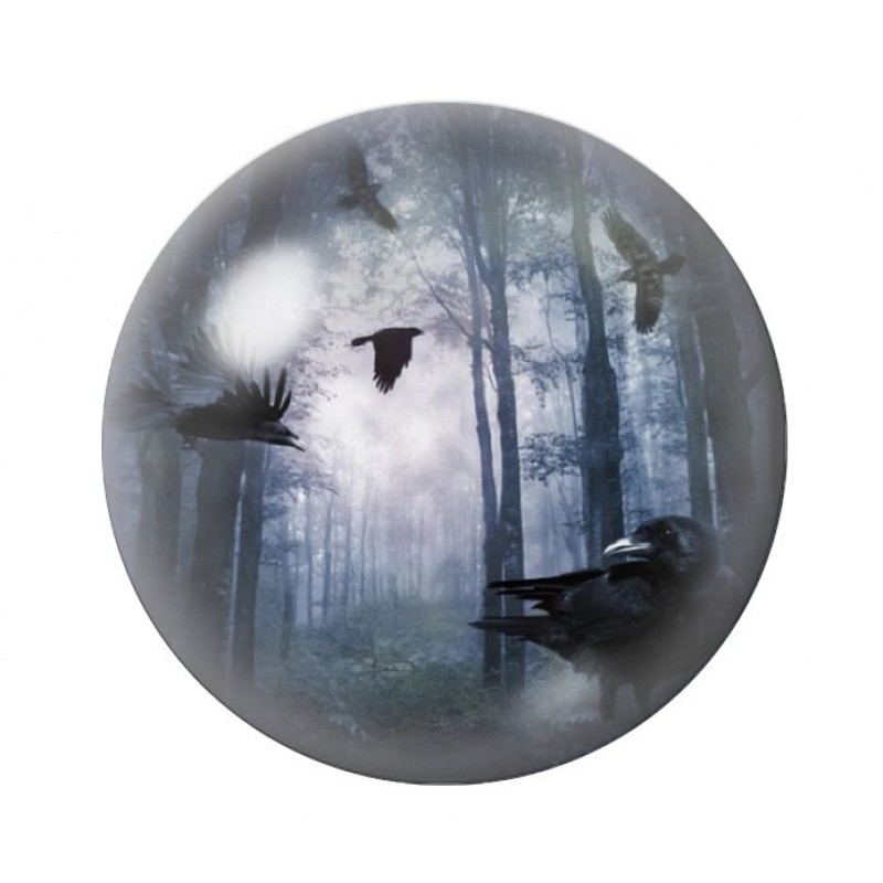 Cabochon en Verre Illustré Corbeaux Gothique 12 à 25mm