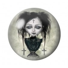 Cabochons en Verre Illustré Fille Gothique Croix 12 à 25mm  pour la Création de Bijoux Fantaisie - DIY