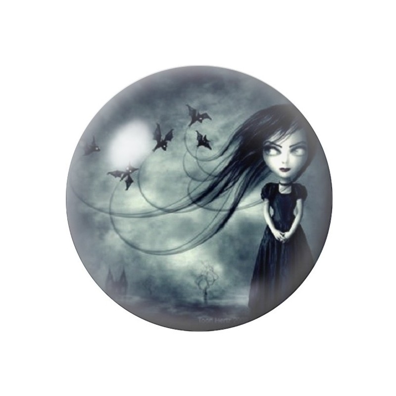 Cabochons en Verre Illustré Fille Chauve-souris Gothique 12 à 25mm
