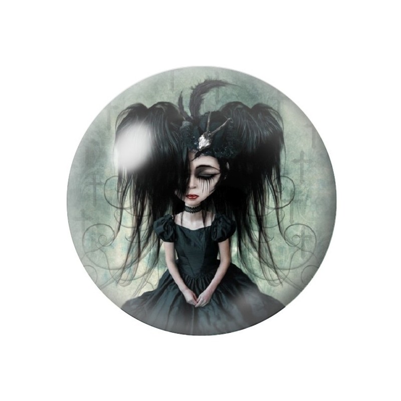 Cabochon en Verre Illustré Fille Gothique 12 à 25mm