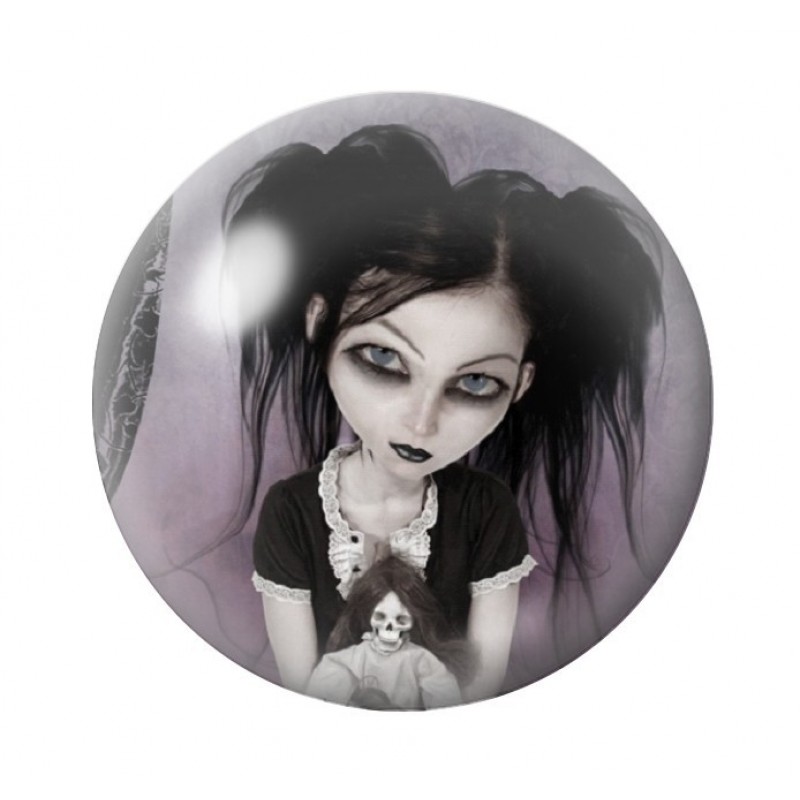 Cabochon en Verre Illustré Fille Gothique 12 à 25mm