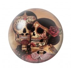Cabochon en Verre Illustré Cavalera Jour des Morts Gothique 12 à 25mm  pour la Création de Bijoux Fantaisie - DIY