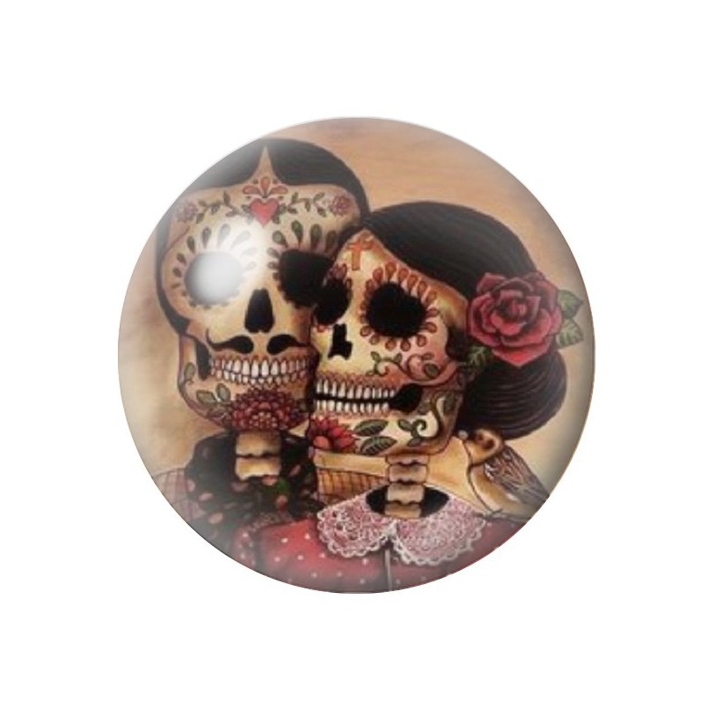 Cabochon en Verre Illustré Cavalera Jour des Morts Gothique 12 à 25mm