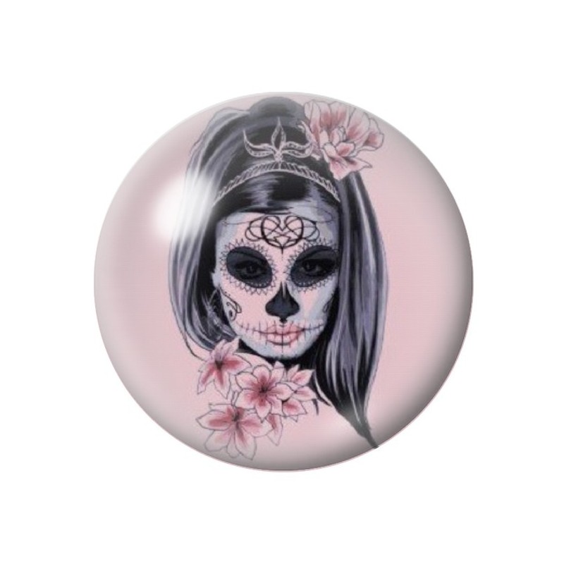 Cabochon en Verre Illustré Cavalera Jour des Morts Gothique 12 à 25mm
