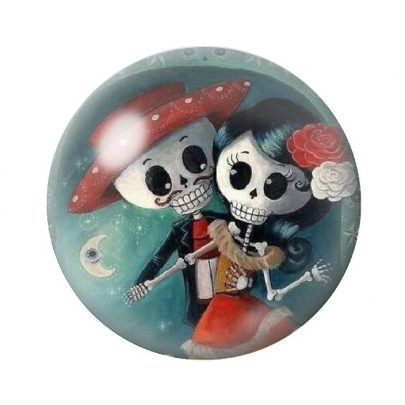 Cabochon en Verre Illustré Cavalera Jour des Morts Gothique 12 à 25mm