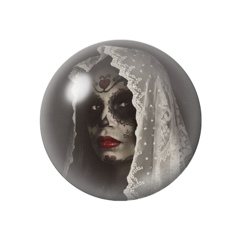 Cabochon en Verre Illustré Cavalera Jour des Morts Gothique 12 à 25mm