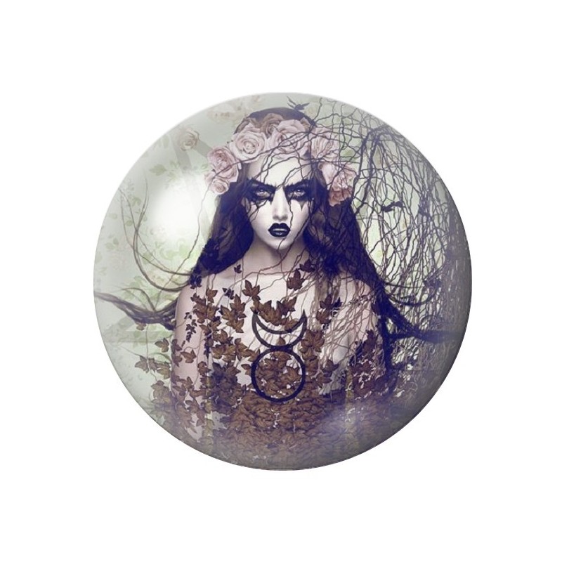 Cabochon en Verre Illustré Femme Gothique 12 à 25mm