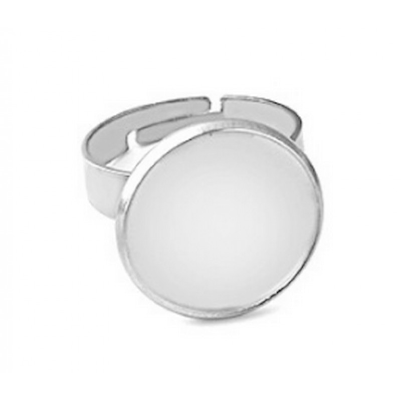 Support Bague Ajustable Argenté pour Cabochon 25mm