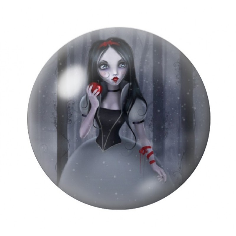 Cabochon en Verre Illustré Princesse Blanche - Neige Gothique 12 à 25mm