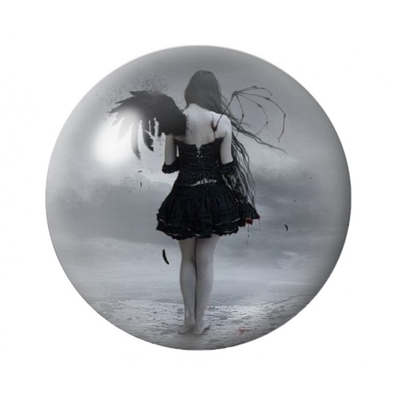 Cabochon en Verre Illustré Ange Gothique 12 à 25mm