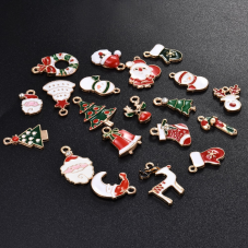 20 Breloques Noël en Émail Métal Doré