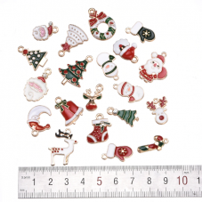 20 Breloques Noël en Émail Métal Doré