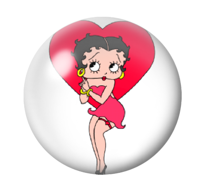 Cabochon en Verre Illustré Pin-up Betty Boop 12 à 25mm