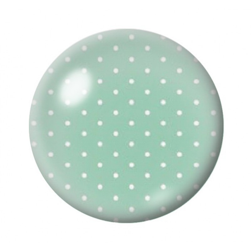 Cabochon en Verre Illustré Vert à Pois Blanc 12 à 25mm