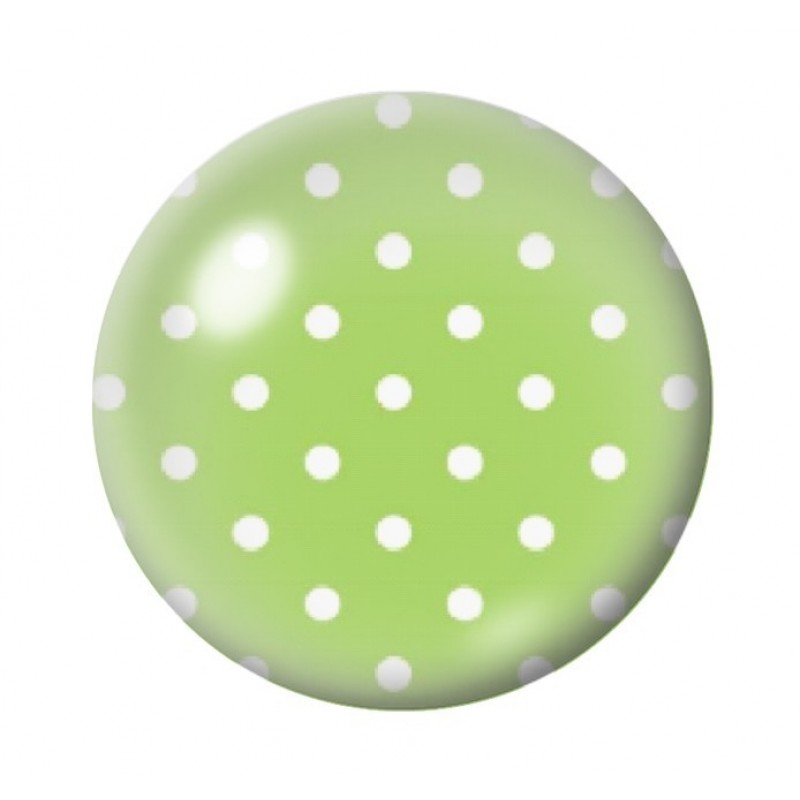 Cabochon en Verre Illustré Vert à Pois Blanc 12 à 25mm