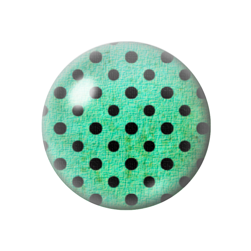 Cabochon en Verre Illustré Vert à Pois Noir 12 à 25mm