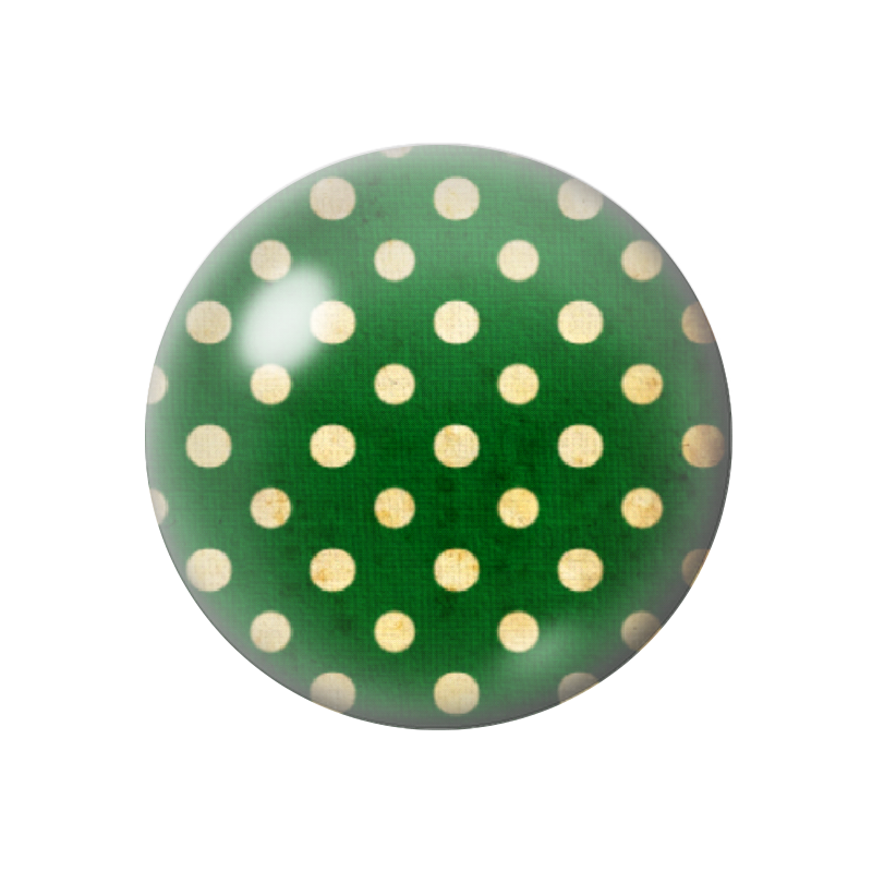 Cabochon en Verre Illustré Vert à Pois Ivoire 12 à 25mm