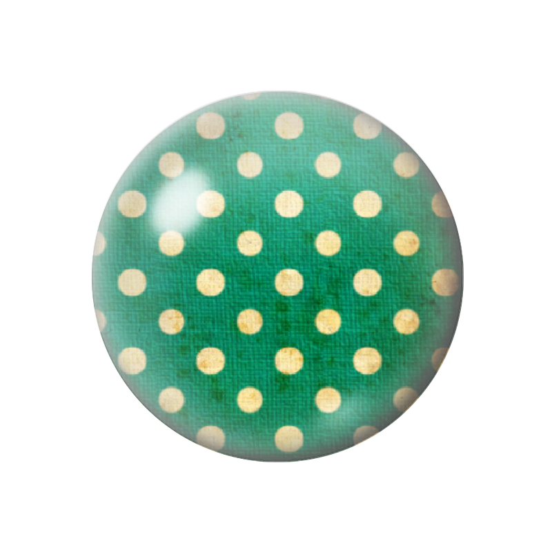 Cabochon en Verre Illustré Vert à Pois Ivoire 12 à 25mm