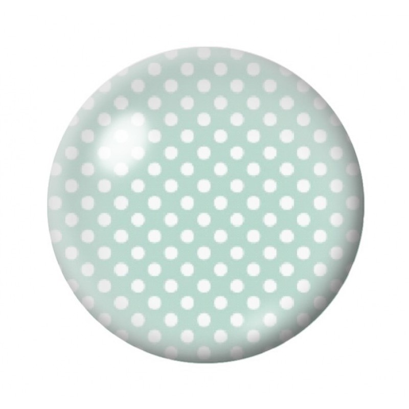 Cabochon en Verre Illustré Vert à Pois Blanc 12 à 25mm