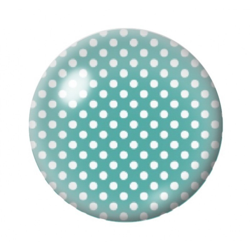 Cabochon en Verre Illustré Vert à Pois Blanc 12 à 25mm
