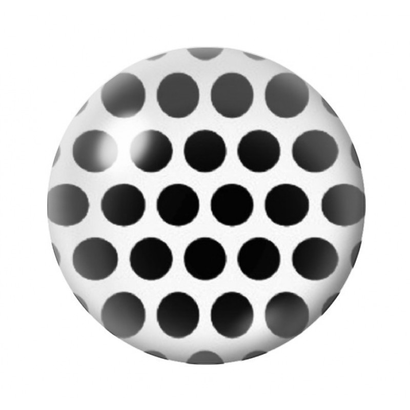 Cabochon en Verre Illustré Blanc à Pois Noir 12 à 25mm
