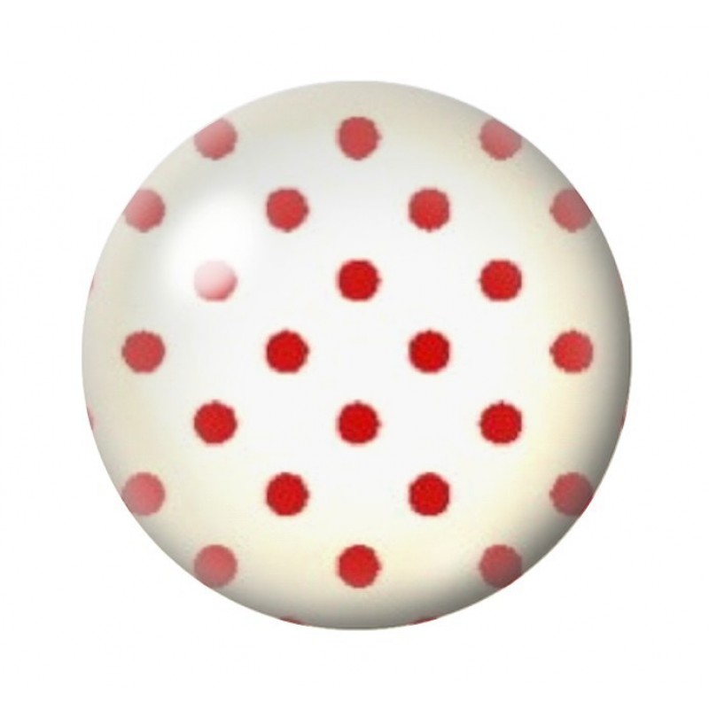 Cabochon en Verre Illustré Ivoire à Pois Rouge 12 à 25mm