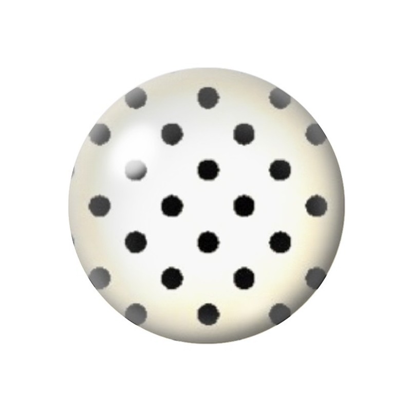 Cabochon en Verre Illustré Ivoire à Pois Noir 12 à 25mm