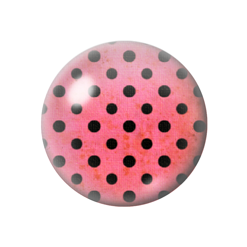 Cabochon en Verre Illustré Rouge à Pois Noir 12 à 25mm