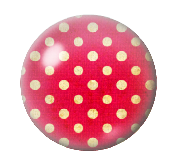 Cabochon en Verre Illustré Rouge à Pois Jaune 12 à 25mm