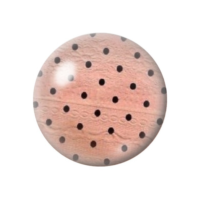 Cabochon en Verre Illustré Rose à Pois Noir 12 à 25mm