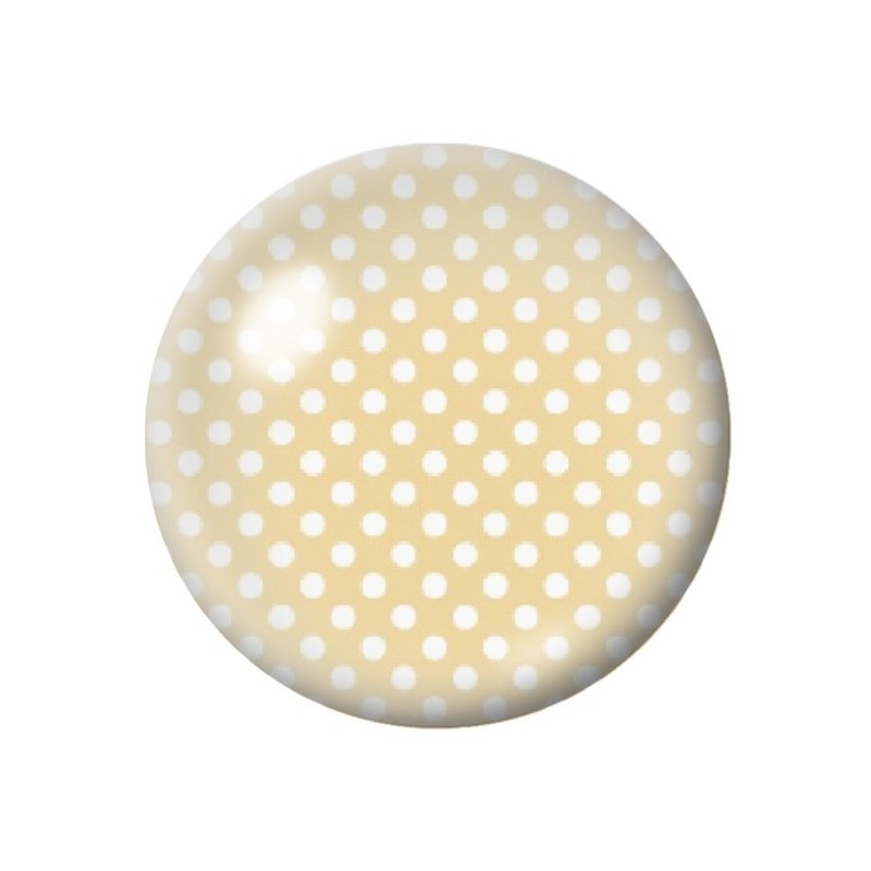 Cabochon en Verre Illustré Beige à Pois Blanc 12 à 25mm