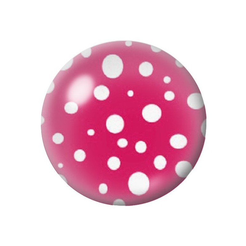 Cabochon en Verre Illustré Rose Foncé à Pois Blanc 12 à 25mm