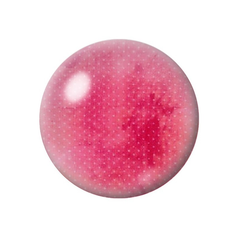 Cabochon en Verre Illustré Rose Foncé à Pois Blanc 12 à 25mm