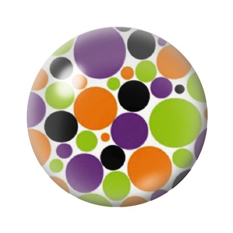 Cabochon en Verre Illustré à Pois Multicolore 12 à 25mm