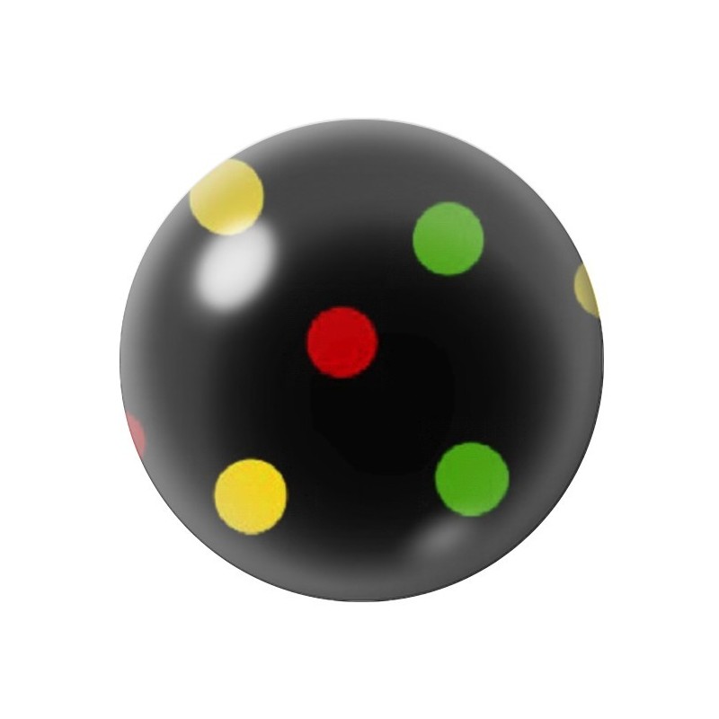 Cabochon en Verre Illustré Noir à Pois Multicolore 12 à 25mm