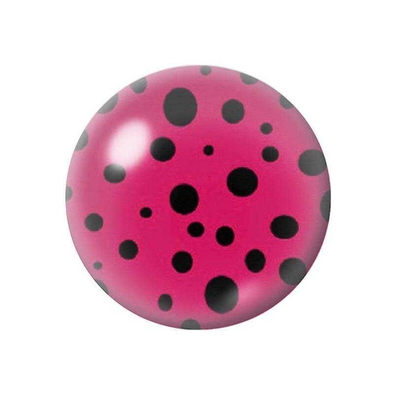 Cabochon en Verre Illustré Rose Foncé à Pois Noir 12 à 25mm