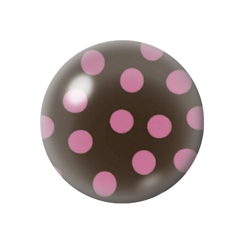 Cabochon en Verre Illustré Chocolat à Pois Rose 12 à 25mm