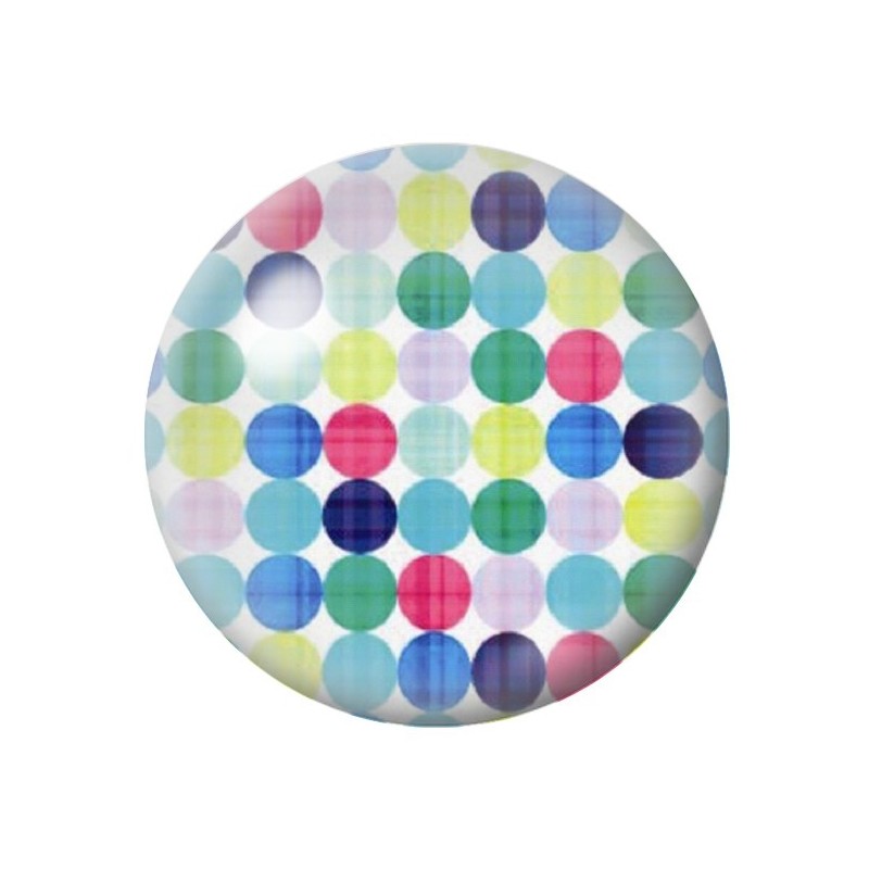 Cabochon en Verre Illustré Noir à Pois Multicolore 12 à 25mm