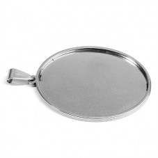 Support Pendentif Argenté en Acier Inoxydable pour Cabochon 30x40mm