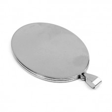 Support Pendentif Argenté en Acier Inoxydable pour Cabochon Ovale 30x40mm