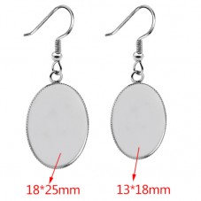 1 Paire de Support Boucle d'Oreille en Acier inoxydable pour Cabochon 13x18 ou 18x25mm