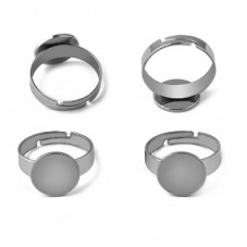 Support Bague Ajustable Argenté en Acier Inoxydable pour Cabochon 10mm