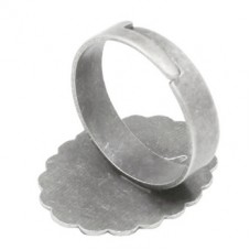 Support Bague Ajustable Argenté pour Cabochon 13x18mm