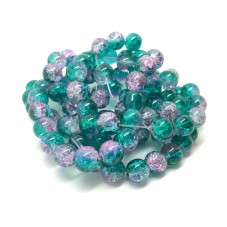 10 Perles en Verre Vert/Rose Pailleté Feuille d'Argent 8mm pour la Création de Bijoux Fantaisie - DIY