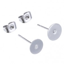 5 Paires de Support Boucle d'Oreille Tige Puce en Acier Inoxydable Argenté 6mm