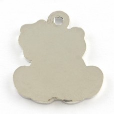 2 Breloques Ourson de Noël en Émail Métal Argenté 24x21mm