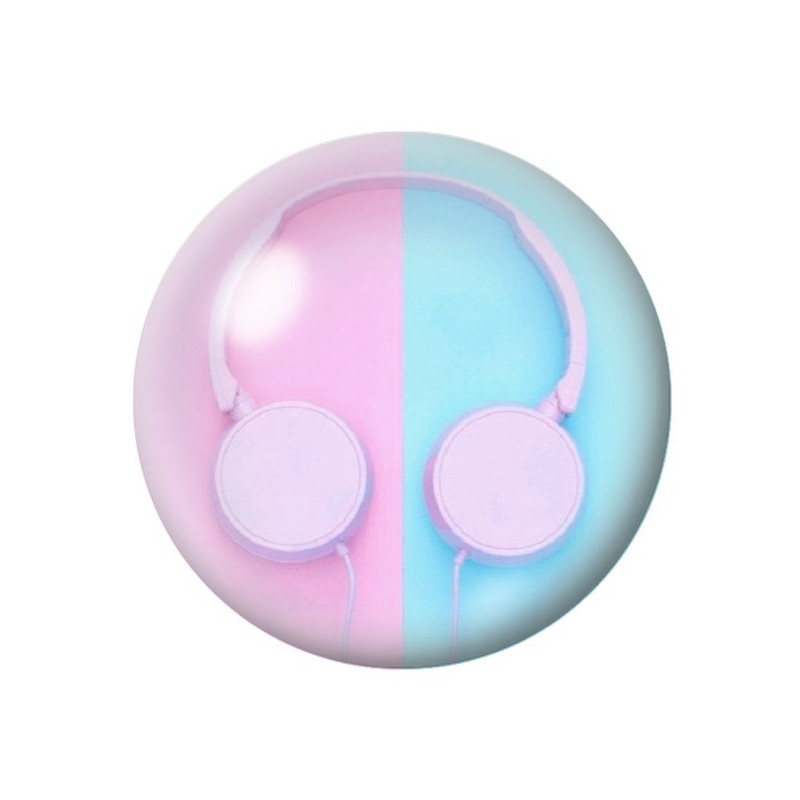 Cabochon en Verre Illustré Casque Musique Rétro 12 à 25mm