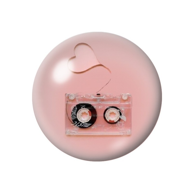 Cabochon en Verre Illustré Cassette Musique Rétro 12 à 25mm