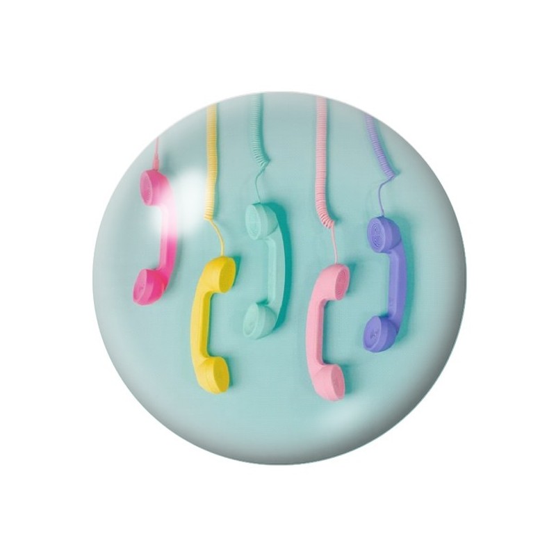 Cabochon en Verre Illustré Téléphone Combiné Rétro 12 à 25mm