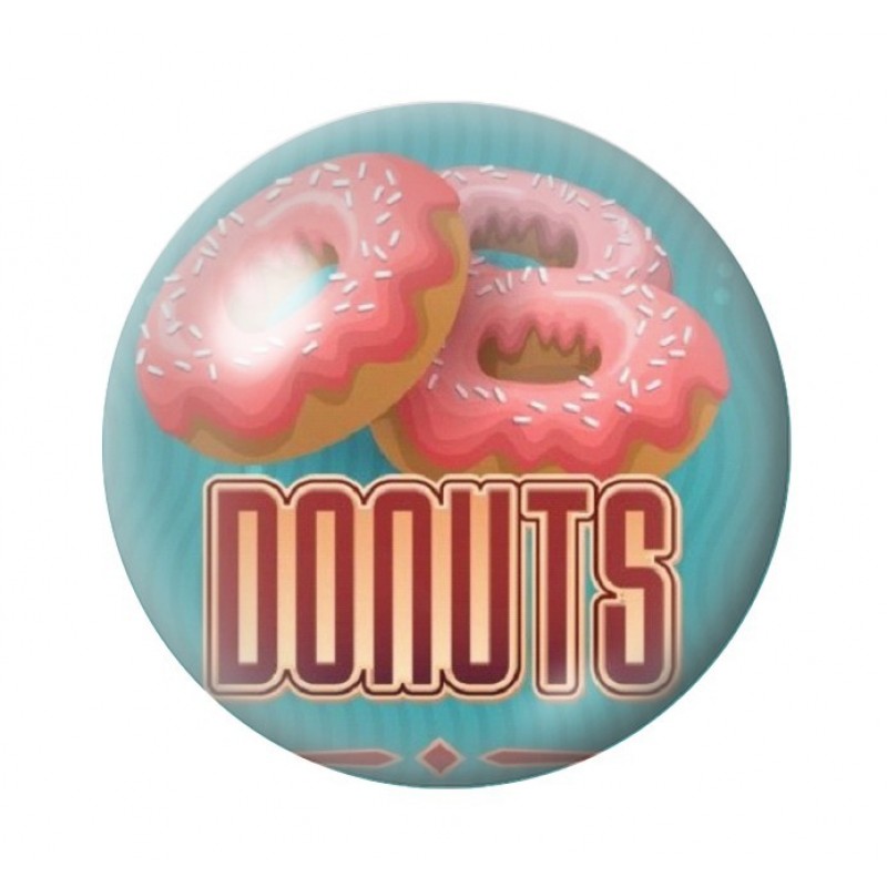 Cabochon en Verre Illustré Pub Donuts Rétro 12 à 25mm